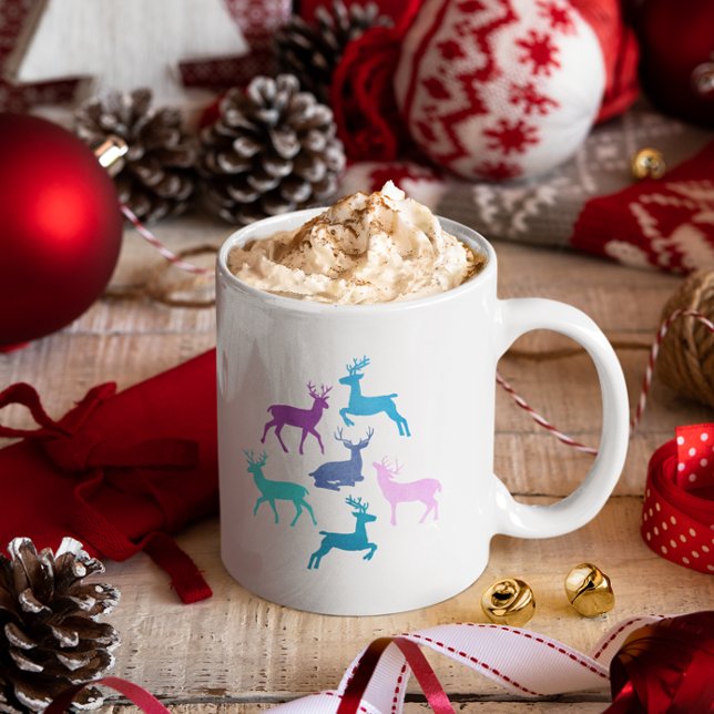 Candy Pastel Reindeer Christmas Large Coffee Mug (Creator Uploaded)