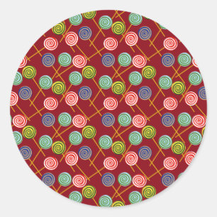 Candy pattern Lollies pattern lollipop 10 Classic Round Sticker