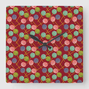 Candy pattern Lollies pattern lollipop 10 Square Wall Clock