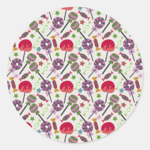 Candy pattern   Lollies pattern   lollipop 11 Classic Round Sticker