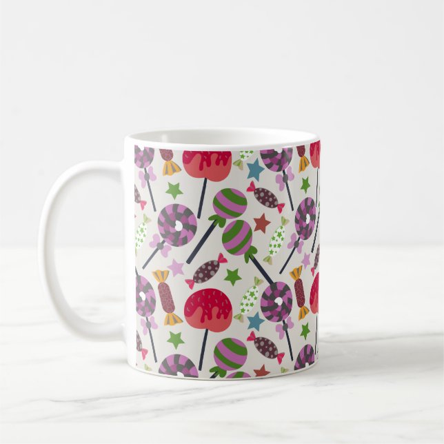 Candy pattern | Lollies pattern | lollipop 11 Coffee Mug (Left)