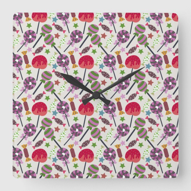 Candy pattern | Lollies pattern | lollipop 11 Square Wall Clock (Front)