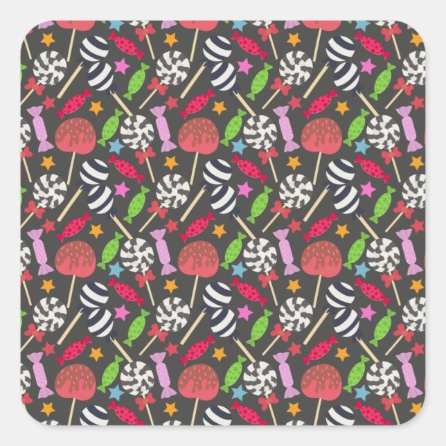 Candy pattern | Lollies pattern | lollipop 12 Square Sticker (Front)