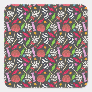 Candy pattern Lollies pattern lollipop 12 Square Sticker