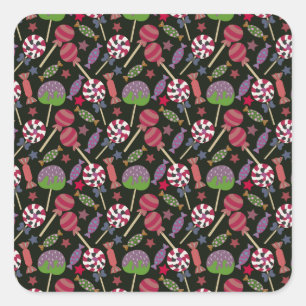 Candy pattern   Lollies pattern   lollipop 16 Square Sticker