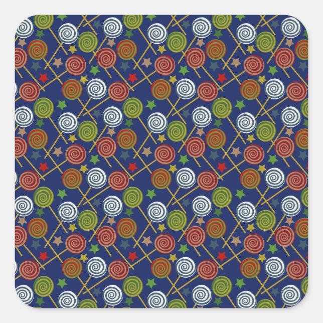 Candy pattern | Lollies pattern | lollipop 17 Square Sticker (Front)