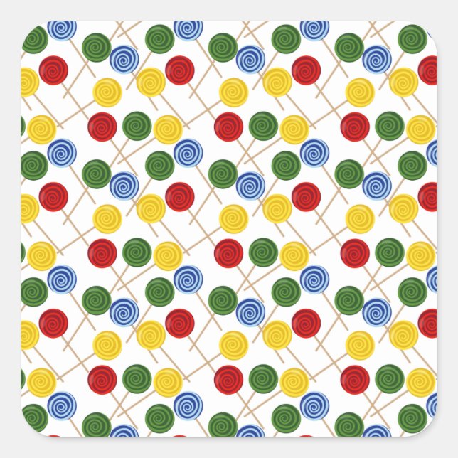 Candy pattern | Lollies pattern | lollipop 21 Square Sticker (Front)
