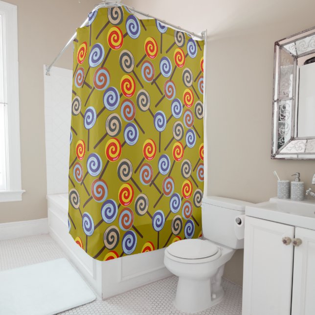 Candy pattern | Lollies pattern | lollipop 26 Shower Curtain (In Situ)