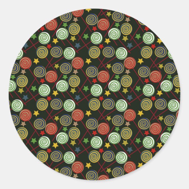 Candy pattern | Lollies pattern | lollipop 28 Classic Round Sticker (Front)