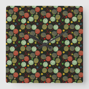 Candy pattern Lollies pattern lollipop 28 Square Wall Clock