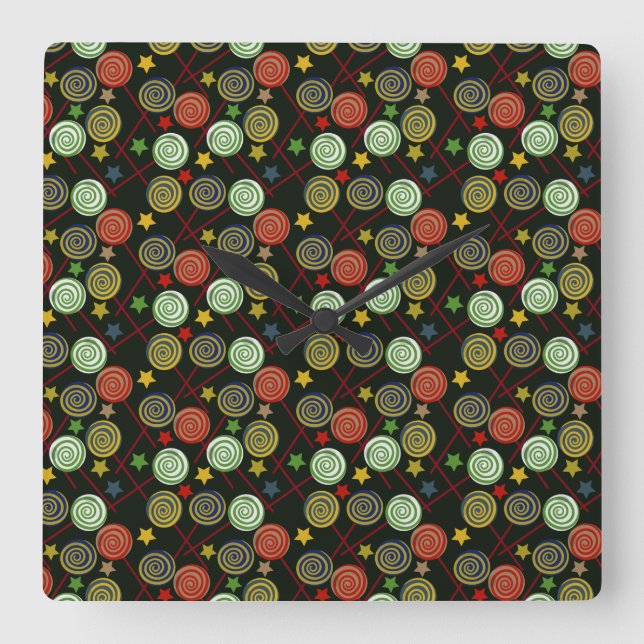 Candy pattern | Lollies pattern | lollipop 28 Square Wall Clock (Front)