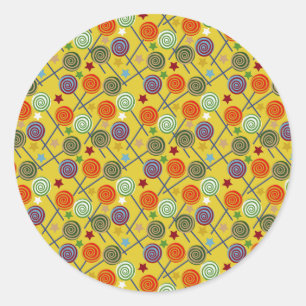 Candy pattern   Lollies pattern   lollipop 30 Classic Round Sticker