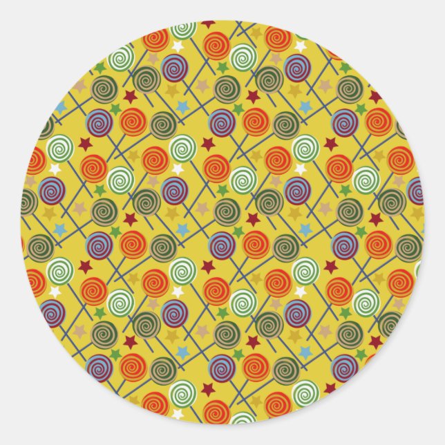 Candy pattern | Lollies pattern | lollipop 30 Classic Round Sticker (Front)