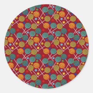 Candy pattern Lollies pattern lollipop 32 Classic Round Sticker