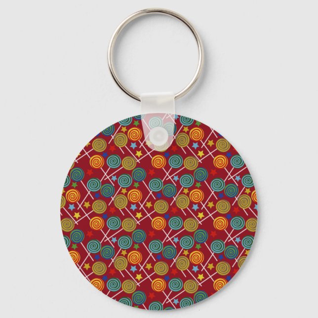 Candy pattern | Lollies pattern | lollipop 32 Key Ring (Front)