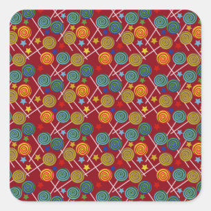 Candy pattern Lollies pattern lollipop 32 Square Sticker
