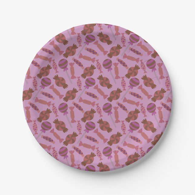 Candy pattern | Lollies pattern | lollipop 34 Paper Plate (Front)