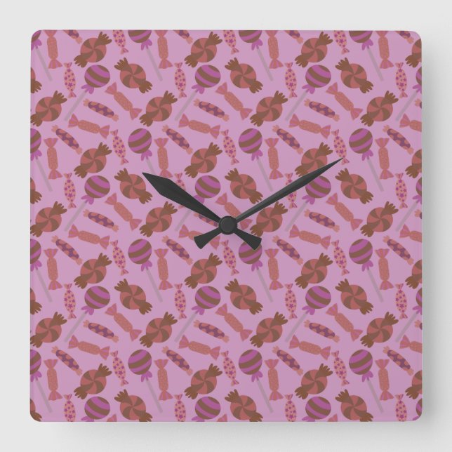 Candy pattern | Lollies pattern | lollipop 34 Square Wall Clock (Front)