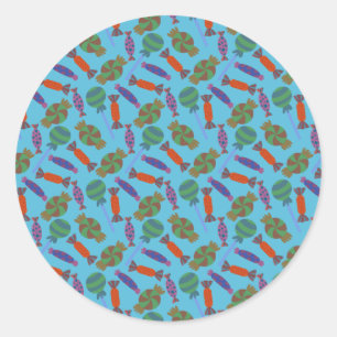 Candy pattern Lollies pattern lollipop 36 Classic Round Sticker