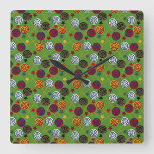 Candy pattern   Lollies pattern   lollipop 39 Square Wall Clock