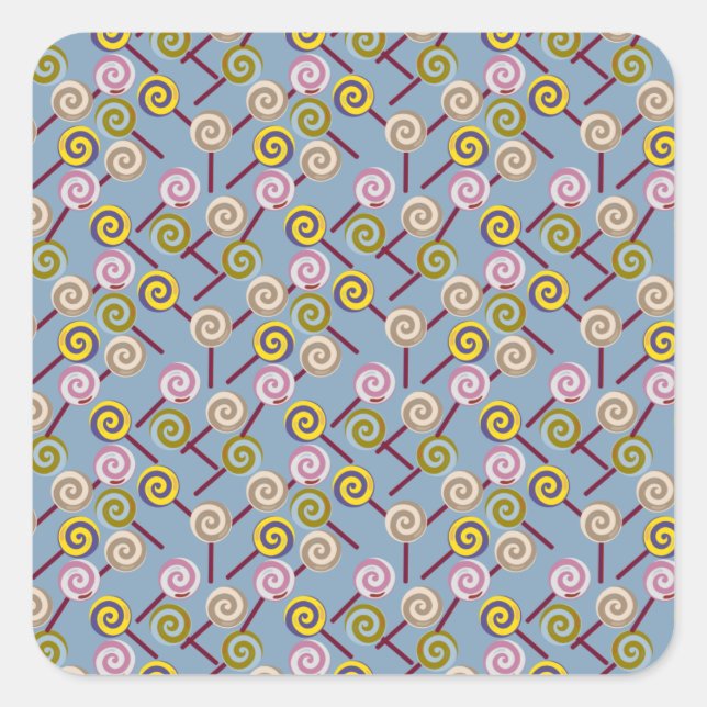 Candy pattern | Lollies pattern | lollipop 3 Square Sticker (Front)