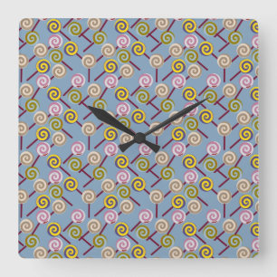Candy pattern Lollies pattern lollipop 3 Square Wall Clock