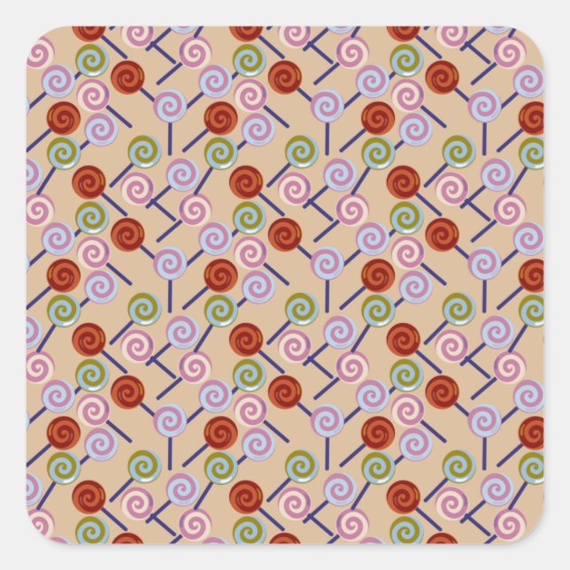 Candy pattern | Lollies pattern | lollipop 41 Square Sticker (Front)