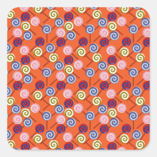 Candy pattern Lollies pattern lollipop 42 Square Sticker