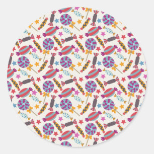 Candy pattern   Lollies pattern   lollipop 46 Classic Round Sticker