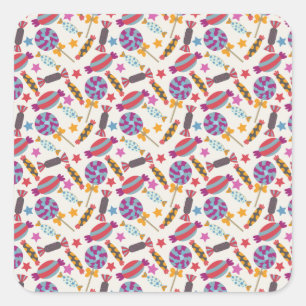 Candy pattern Lollies pattern lollipop 46 Square Sticker