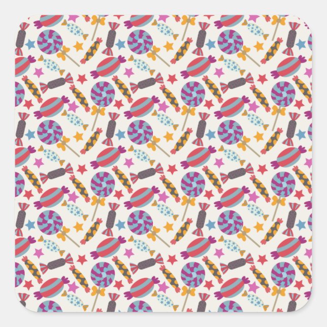Candy pattern | Lollies pattern | lollipop 46 Square Sticker (Front)