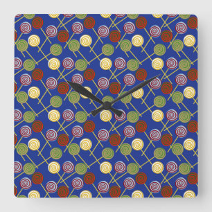 Candy pattern Lollies pattern lollipop 4 Square Wall Clock
