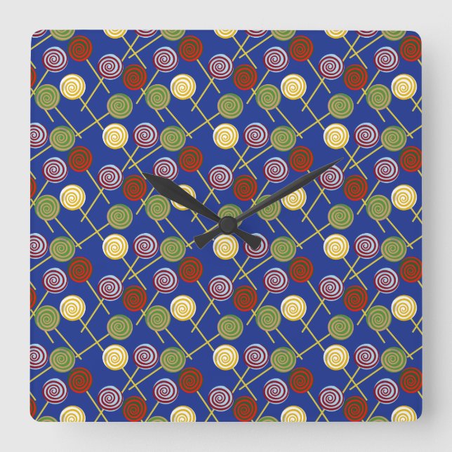 Candy pattern | Lollies pattern | lollipop 4 Square Wall Clock (Front)