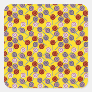 Candy pattern Lollies pattern lollipop 50 Square Sticker