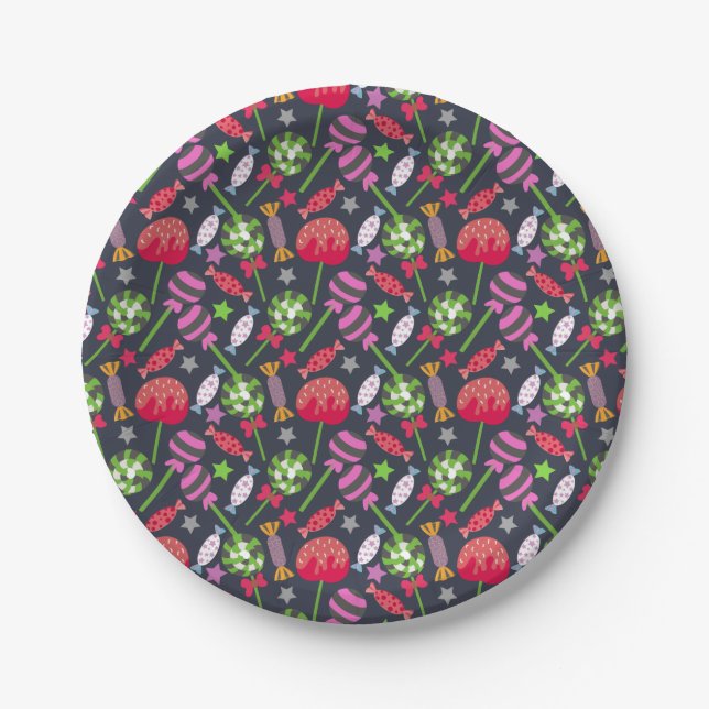 Candy pattern | Lollies pattern | lollipop 53 Paper Plate (Front)