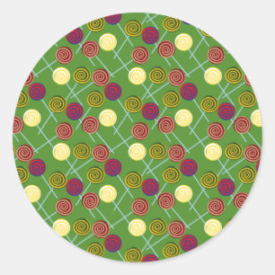 Candy pattern Lollies pattern lollipop 58 Classic Round Sticker