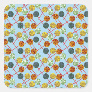 Candy pattern Lollies pattern lollipop 5 Square Sticker