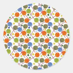 Candy pattern Lollies pattern lollipop 61 Classic Round Sticker
