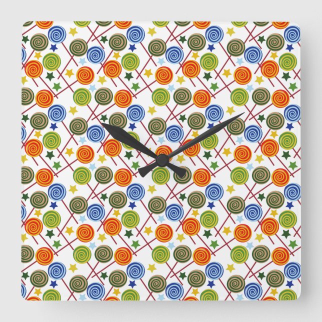 Candy pattern | Lollies pattern | lollipop 61 Square Wall Clock (Front)