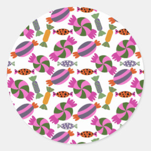 Candy pattern   Lollies pattern   lollipop 6 Classic Round Sticker