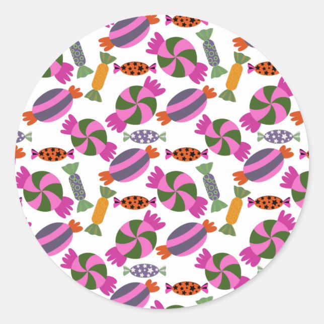 Candy pattern | Lollies pattern | lollipop 6 Classic Round Sticker (Front)