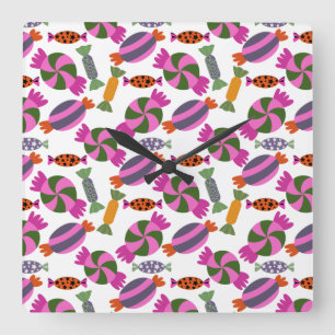 Candy pattern   Lollies pattern   lollipop 6 Square Wall Clock