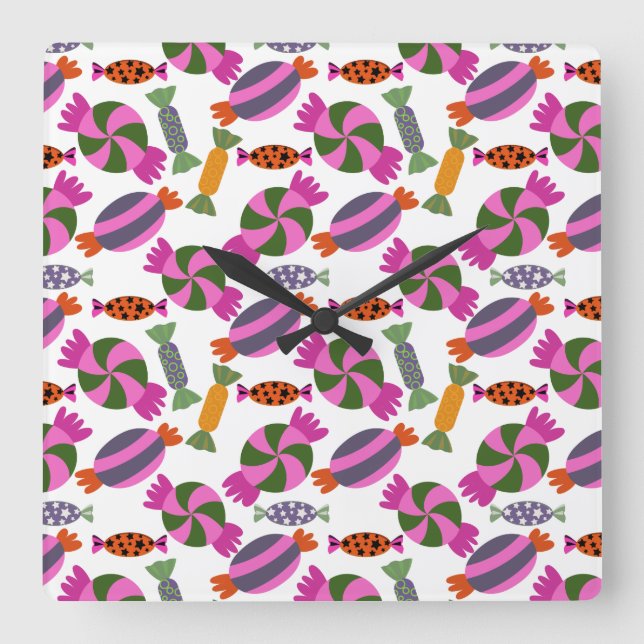 Candy pattern | Lollies pattern | lollipop 6 Square Wall Clock (Front)