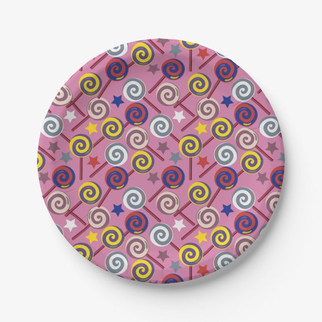 Candy pattern | Lollies pattern | lollipop 7 Paper Plate (Front)