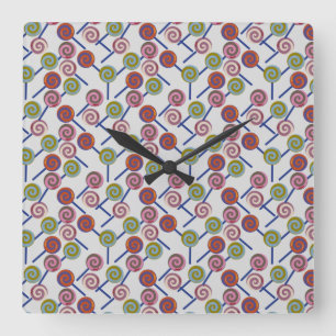 Candy pattern Lollies pattern lollipop 8 Square Wall Clock