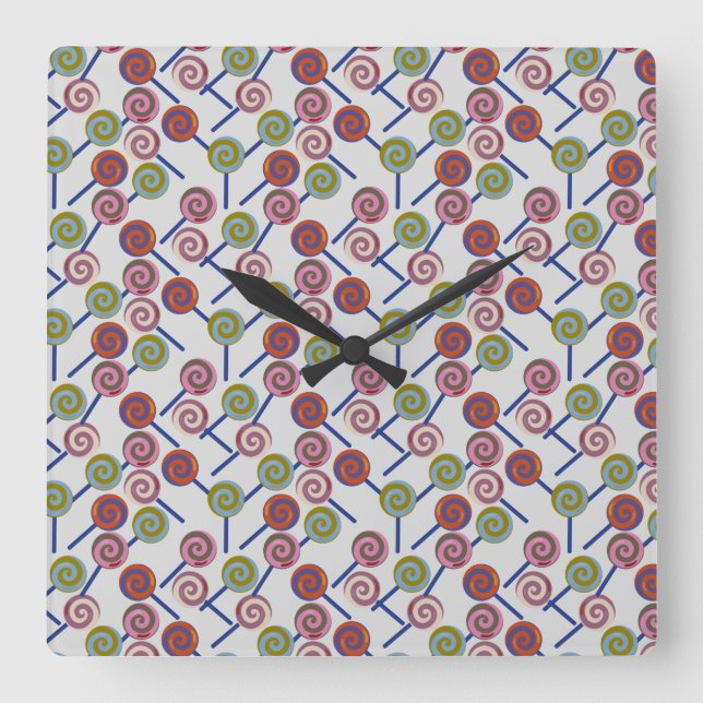Candy pattern | Lollies pattern | lollipop 8 Square Wall Clock (Front)