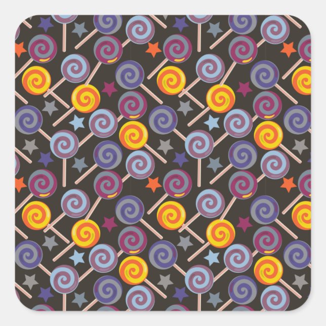 Candy pattern | Lollies pattern | lollipop 9 Square Sticker (Front)