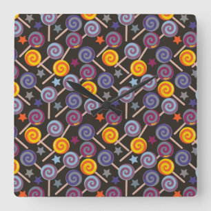 Candy pattern Lollies pattern lollipop 9 Square Wall Clock