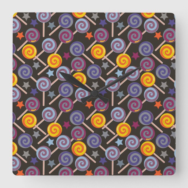 Candy pattern | Lollies pattern | lollipop 9 Square Wall Clock (Front)