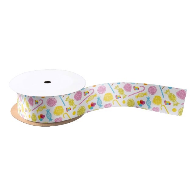 Candy Pattern Lollipop Gumdrops Party Supplies Satin Ribbon (Spool)